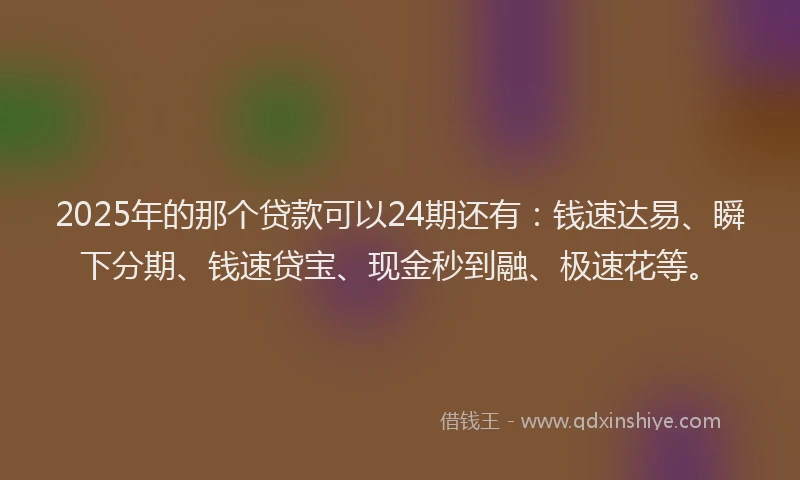 2025年的那个贷款可以24期还有：钱速达易、瞬下分期、钱速贷宝、现金秒到融、极速花等。