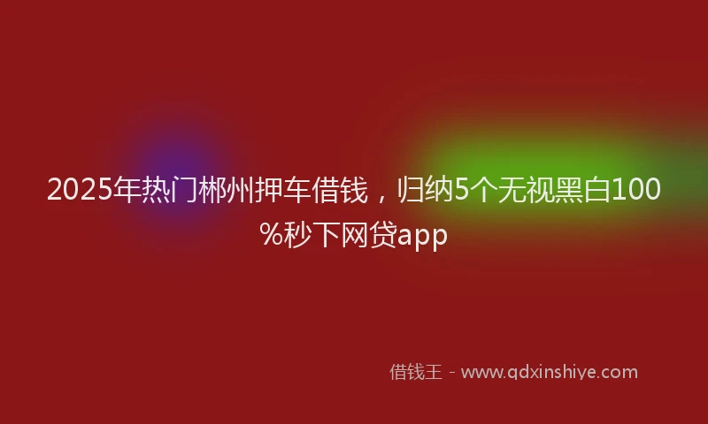 2025年热门郴州押车借钱，归纳5个无视黑白100%秒下网贷app