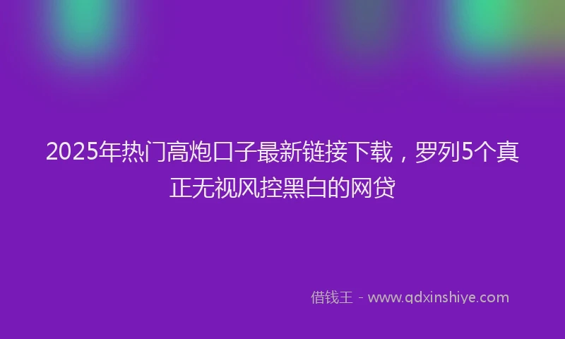 2025年热门高炮口子最新链接下载，罗列5个真正无视风控黑白的网贷