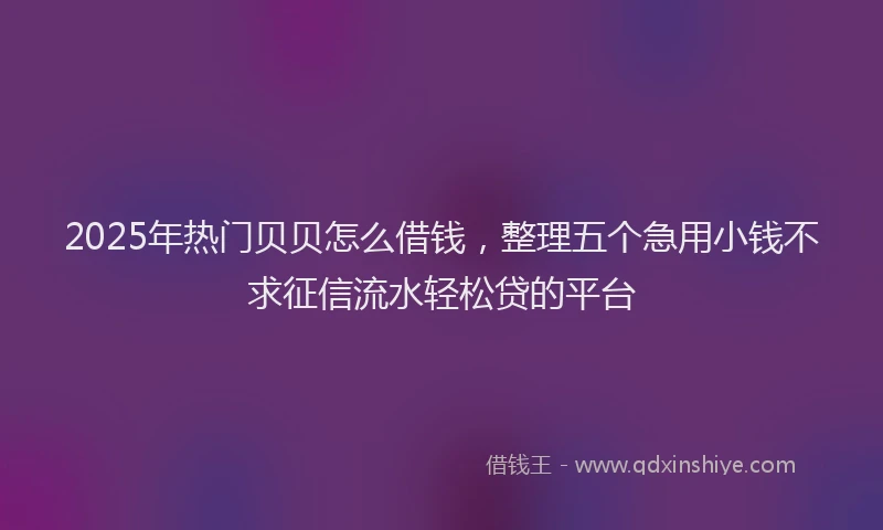 2025年热门贝贝怎么借钱，整理五个急用小钱不求征信流水轻松贷的平台