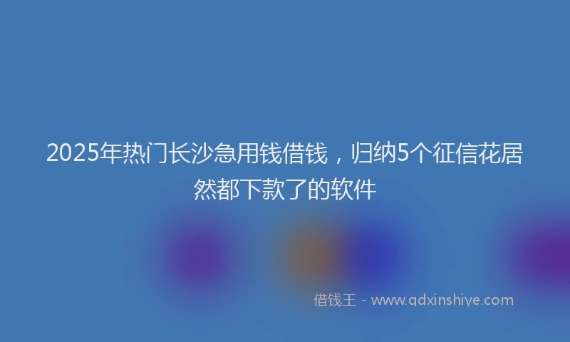 2025年热门长沙急用钱借钱,归纳5个征信花居然都下款了的软件