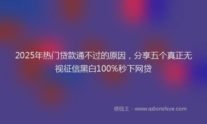 2025年热门贷款通不过的原因，分享五个真正无视征信黑白100%秒下网贷