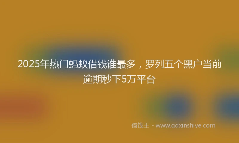 2025年热门蚂蚁借钱谁最多，罗列五个黑户当前逾期秒下5万平台
