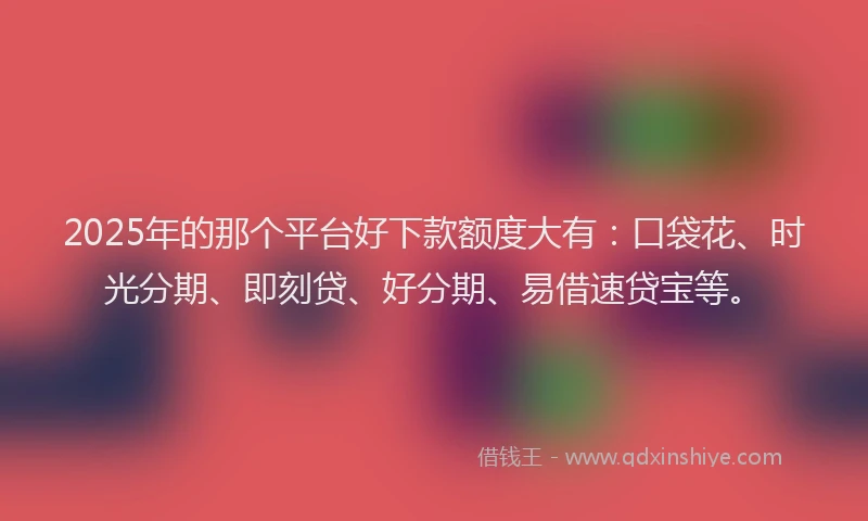 2025年的那个平台好下款额度大有：口袋花、时光分期、即刻贷、好分期、易借速贷宝等。