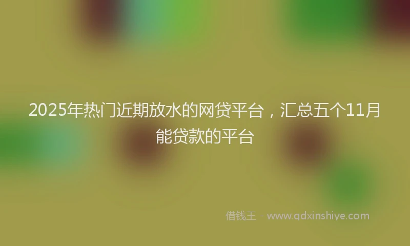 2025年热门近期放水的网贷平台，汇总五个11月能贷款的平台
