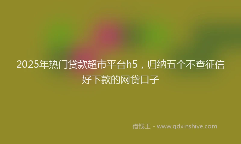 2025年热门贷款超市平台h5,归纳五个不查征信好下款的网贷口子