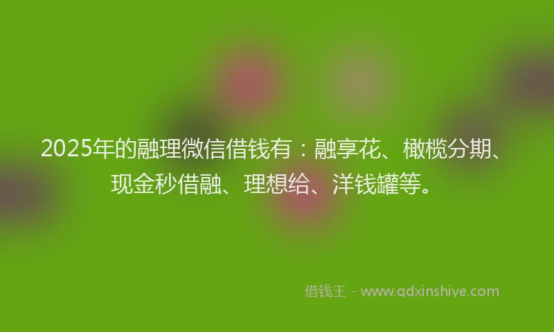 2025年的融理微信借钱有：融享花、橄榄分期、现金秒借融、理想给、洋钱罐等。