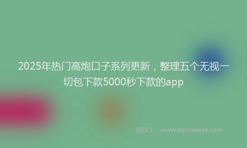 2025年热门高炮口子系列更新，整理五个无视一切包下款5000秒下款的app