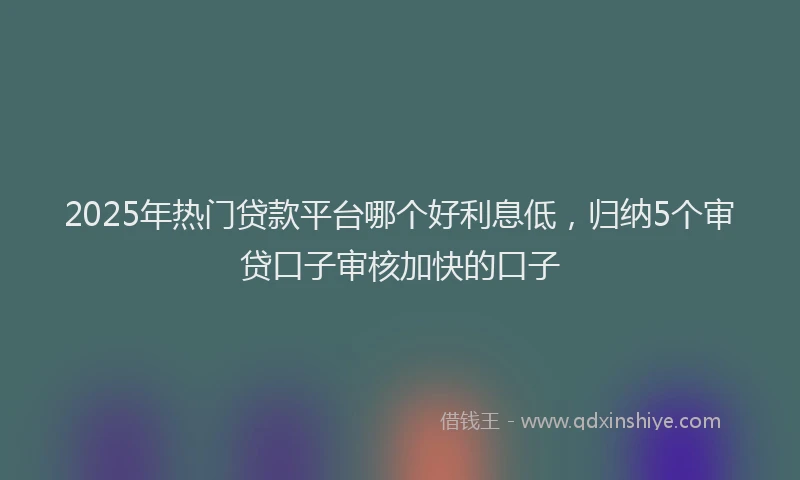 2025年热门贷款平台哪个好利息低,归纳5个审贷口子审核加快的口子