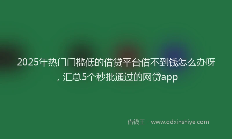 2025年热门门槛低的借贷平台借不到钱怎么办呀,汇总5个秒批通过的网贷app