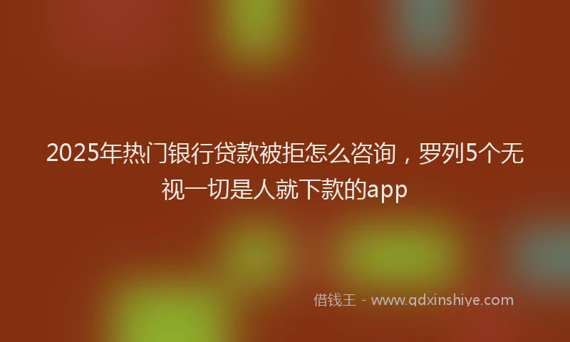 2025年热门银行贷款被拒怎么咨询，罗列5个无视一切是人就下款的app