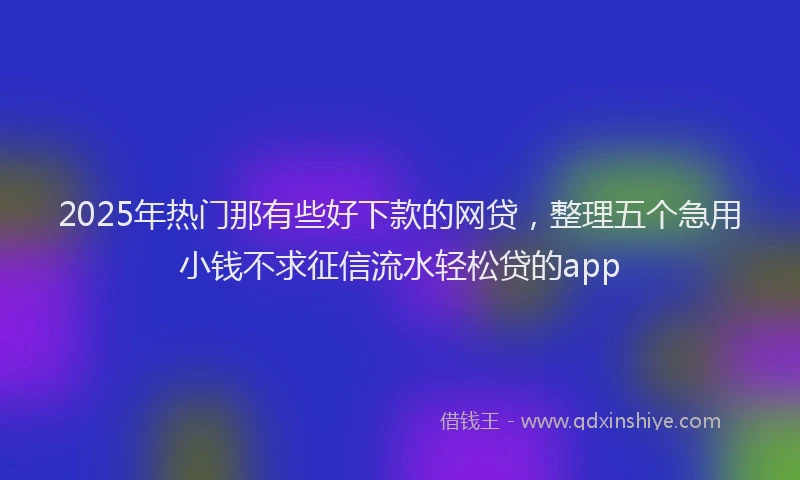 2025年热门那有些好下款的网贷，整理五个急用小钱不求征信流水轻松贷的app