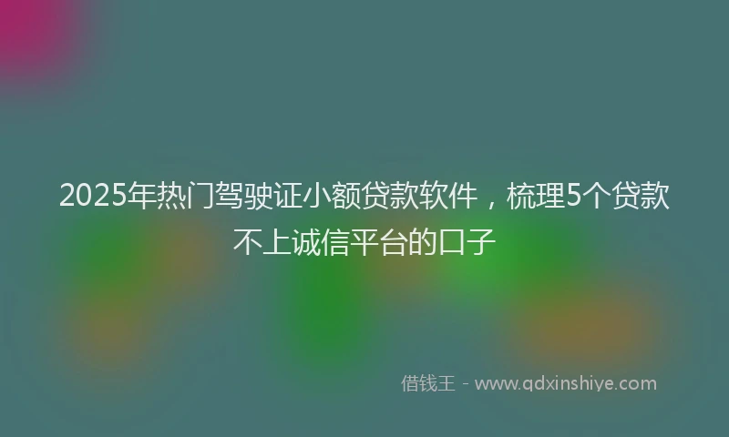 2025年热门驾驶证小额贷款软件，梳理5个贷款不上诚信平台的口子