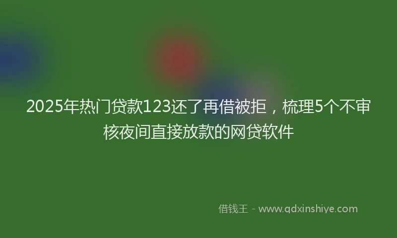 2025年热门贷款123还了再借被拒，梳理5个不审核夜间直接放款的网贷软件