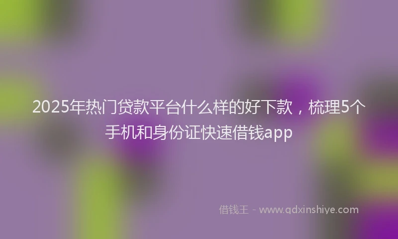 2025年热门贷款平台什么样的好下款,梳理5个手机和身份证快速借钱app