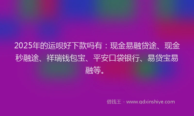 2025年的运呗好下款吗有：现金易融贷途、现金秒融途、祥瑞钱包宝、平安口袋银行、易贷宝易融等。