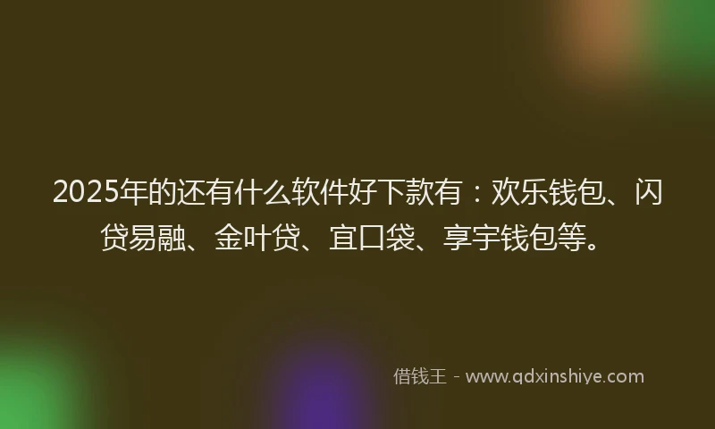 2025年的还有什么软件好下款有：欢乐钱包、闪贷易融、金叶贷、宜口袋、享宇钱包等。