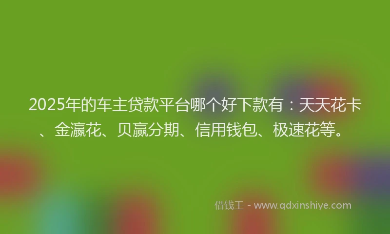 2025年的车主贷款平台哪个好下款有：天天花卡、金瀛花、贝赢分期、信用钱包、极速花等。