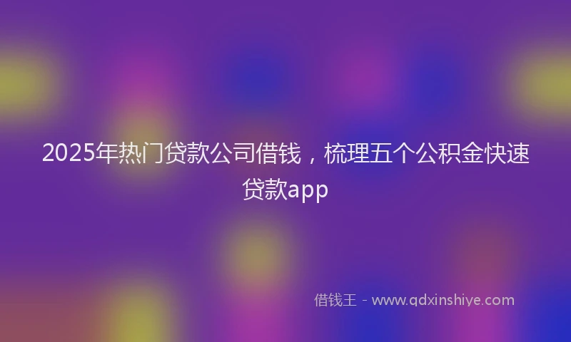 2025年热门贷款公司借钱，梳理五个公积金快速贷款app