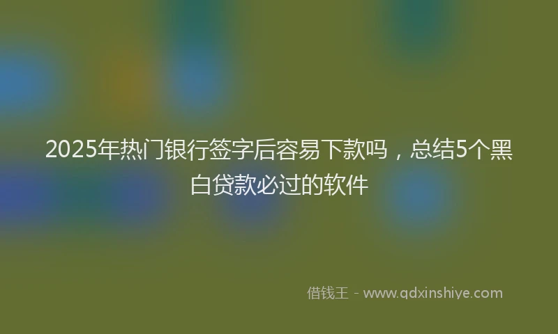 2025年热门银行签字后容易下款吗，总结5个黑白贷款必过的软件