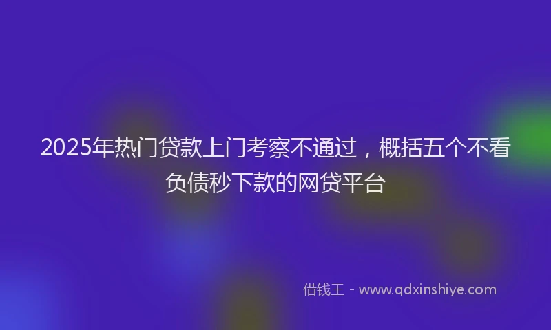 2025年热门贷款上门考察不通过,概括五个不看负债秒下款的网贷平台