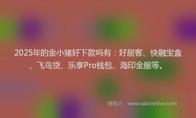 2025年的金小猪好下款吗有：好居客、快融宝盒、飞鸟贷、乐享Pro钱包、海印金服等。