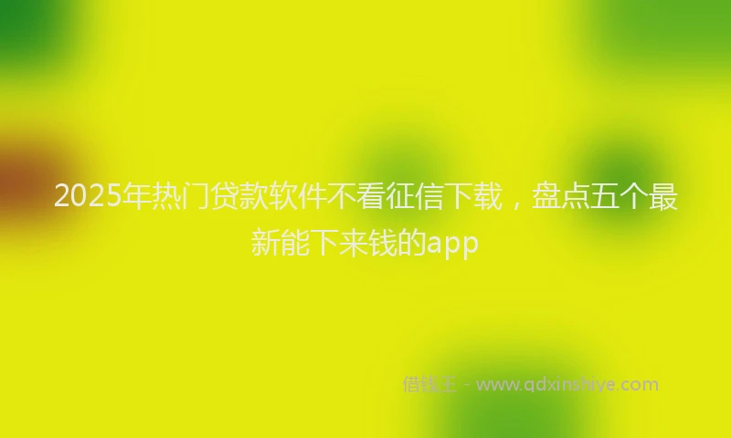 2025年热门贷款软件不看征信下载,盘点五个最新能下来钱的app
