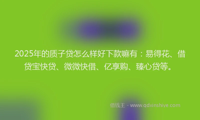 2025年的质子贷怎么样好下款嘛有：易得花、借贷宝快贷、微微快借、亿享购、臻心贷等。