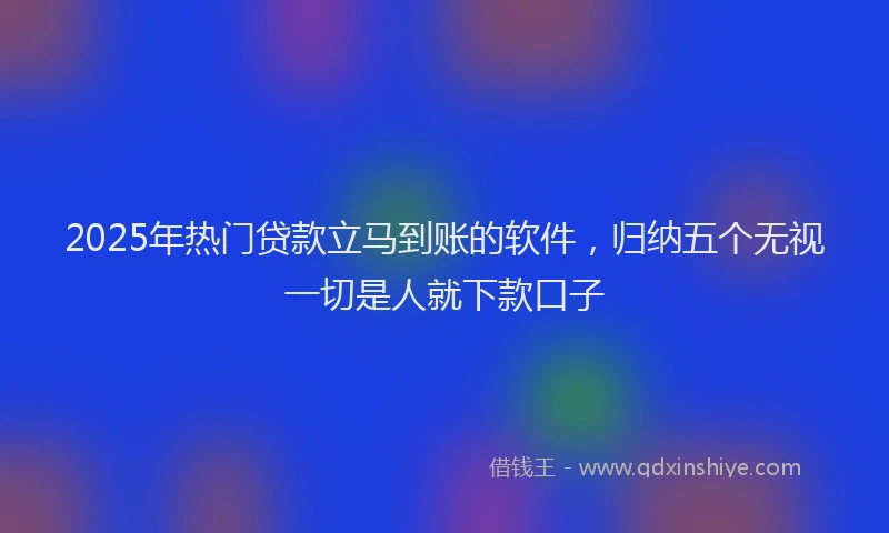 2025年热门贷款立马到账的软件,归纳五个无视一切是人就下款口子