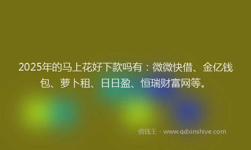 2025年的马上花好下款吗有：微微快借、金亿钱包、萝卜租、日日盈、恒瑞财富网等。