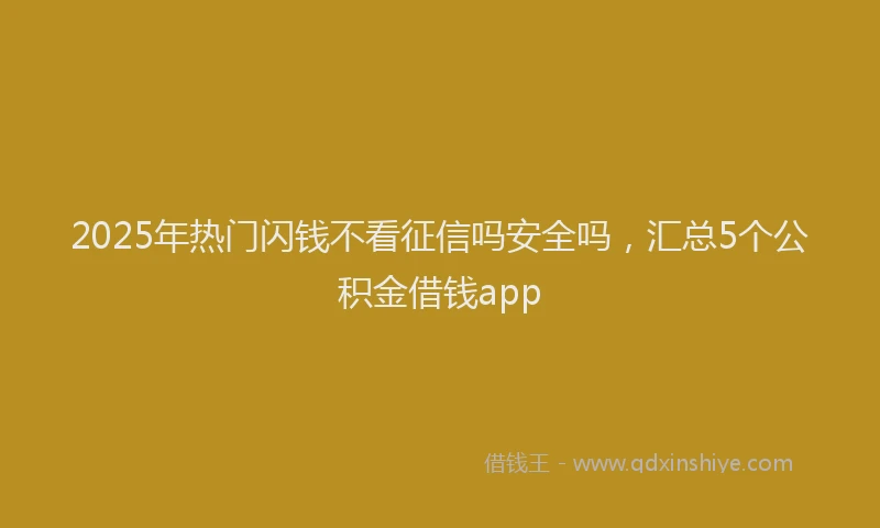 2025年热门闪钱不看征信吗安全吗,汇总5个公积金借钱app