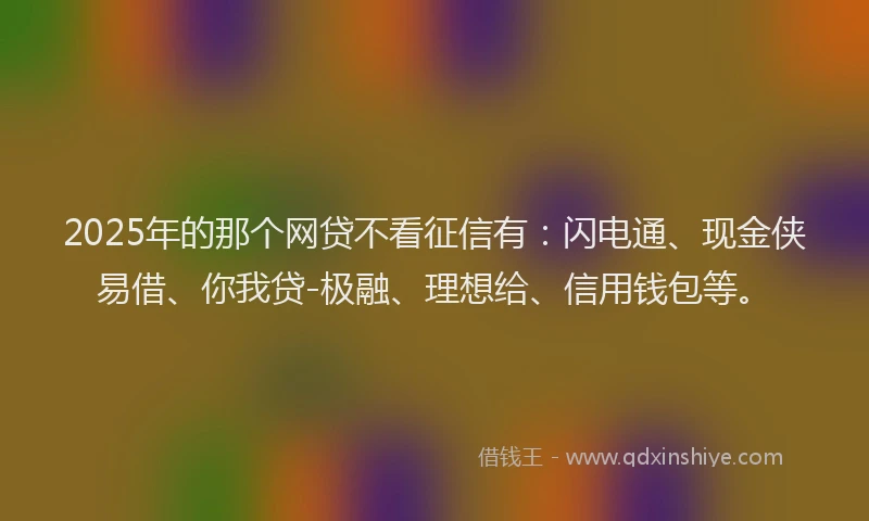 2025年的那个网贷不看征信有：闪电通、现金侠易借、你我贷-极融、理想给、信用钱包等。