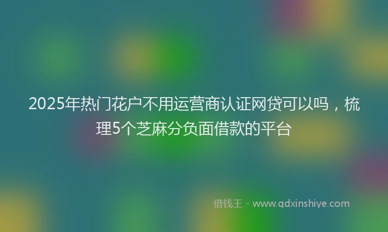 2025年热门花户不用运营商认证网贷可以吗，梳理5个芝麻分负面借款的平台