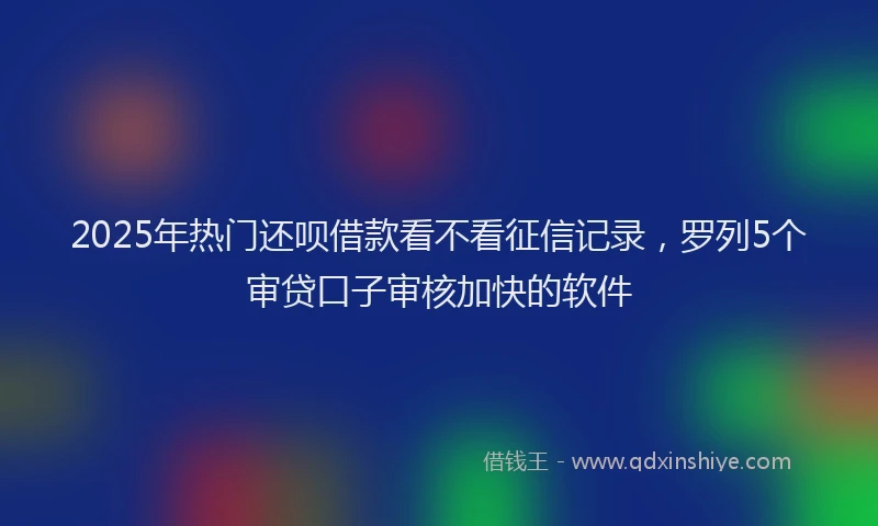 2025年热门还呗借款看不看征信记录,罗列5个审贷口子审核加快的软件