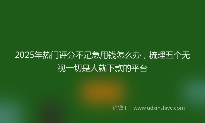 2025年热门评分不足急用钱怎么办，梳理五个无视一切是人就下款的平台