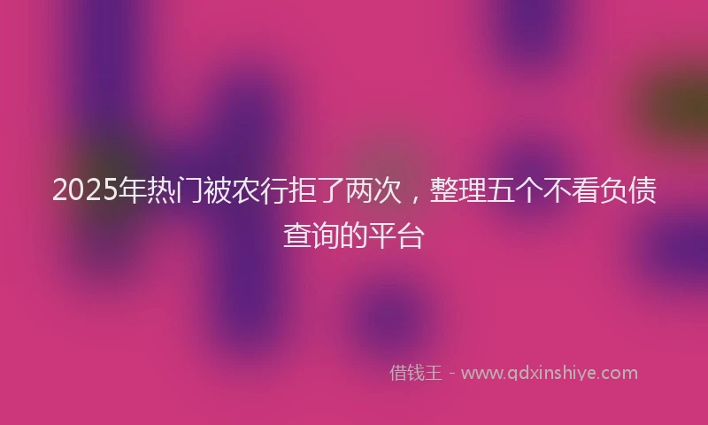 2025年热门被农行拒了两次，整理五个不看负债查询的平台
