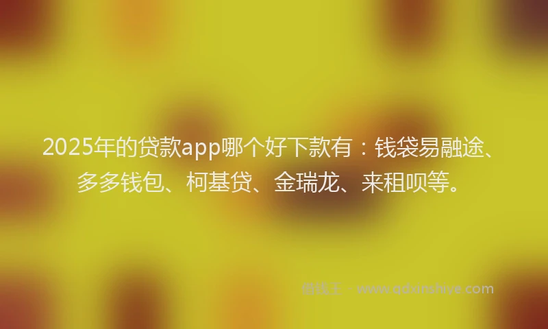 2025年的贷款app哪个好下款有:钱袋易融途、多多钱包、柯基贷、金瑞龙、来租呗等。