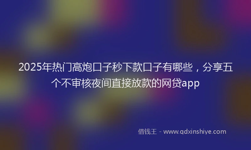 2025年热门高炮口子秒下款口子有哪些，分享五个不审核夜间直接放款的网贷app