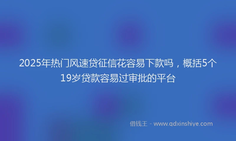 2025年热门风速贷征信花容易下款吗，概括5个19岁贷款容易过审批的平台
