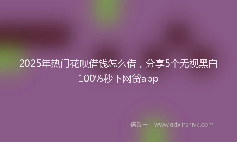 2025年热门花呗借钱怎么借，分享5个无视黑白100%秒下网贷app