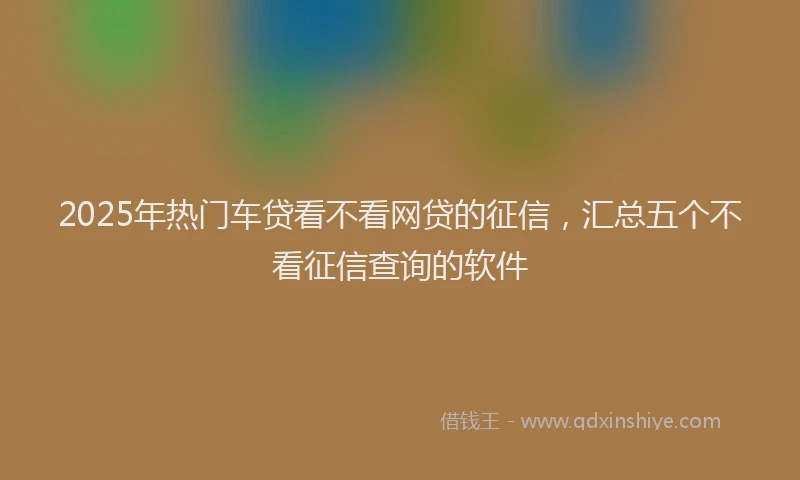 2025年热门车贷看不看网贷的征信,汇总五个不看征信查询的软件
