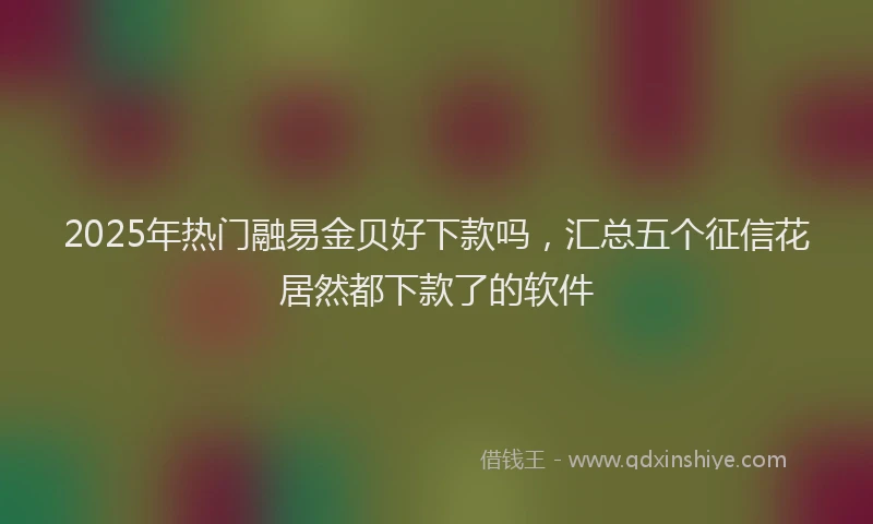 2025年热门融易金贝好下款吗，汇总五个征信花居然都下款了的软件