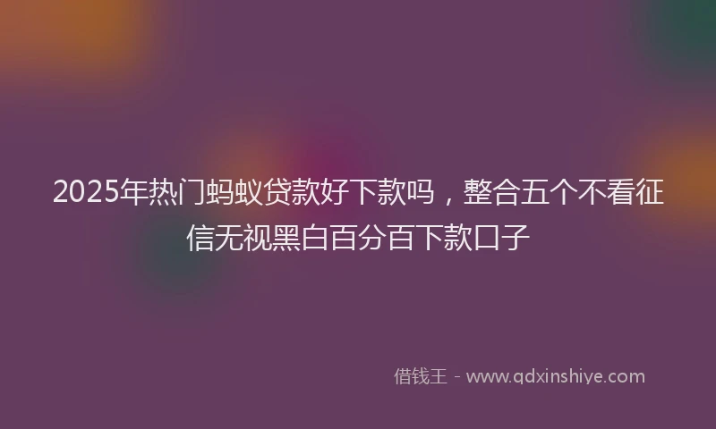 2025年热门蚂蚁贷款好下款吗，整合五个不看征信无视黑白百分百下款口子