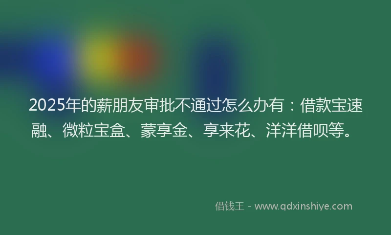 2025年的薪朋友审批不通过怎么办有：借款宝速融、微粒宝盒、蒙享金、享来花、洋洋借呗等。