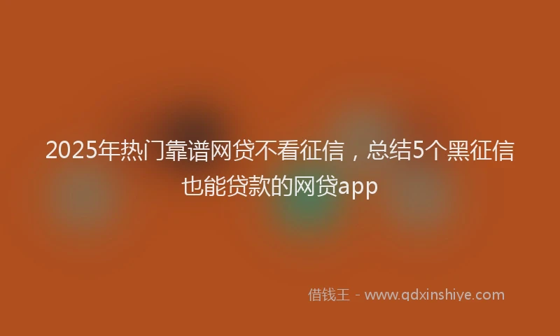 2025年热门靠谱网贷不看征信，总结5个黑征信也能贷款的网贷app
