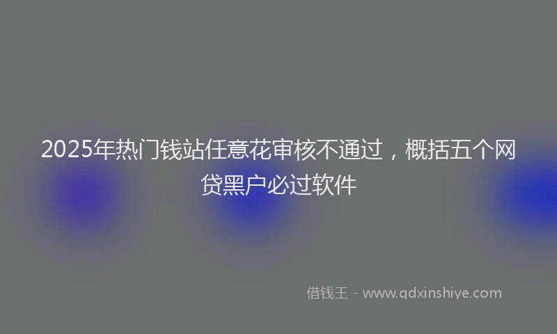 2025年热门钱站任意花审核不通过，概括五个网贷黑户必过软件