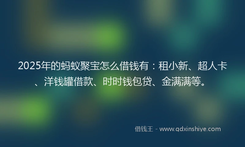 2025年的蚂蚁聚宝怎么借钱有：租小新、超人卡、洋钱罐借款、时时钱包贷、金满满等。