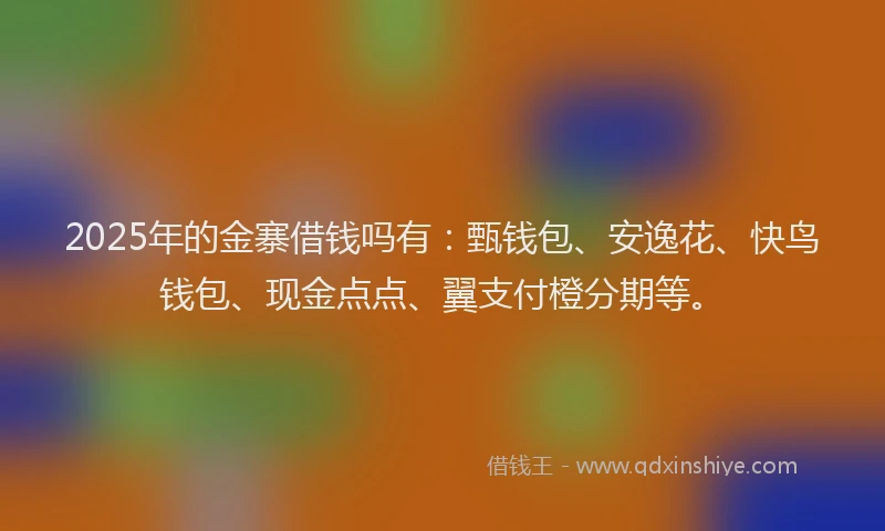 2025年的金寨借钱吗有：甄钱包、安逸花、快鸟钱包、现金点点、翼支付橙分期等。