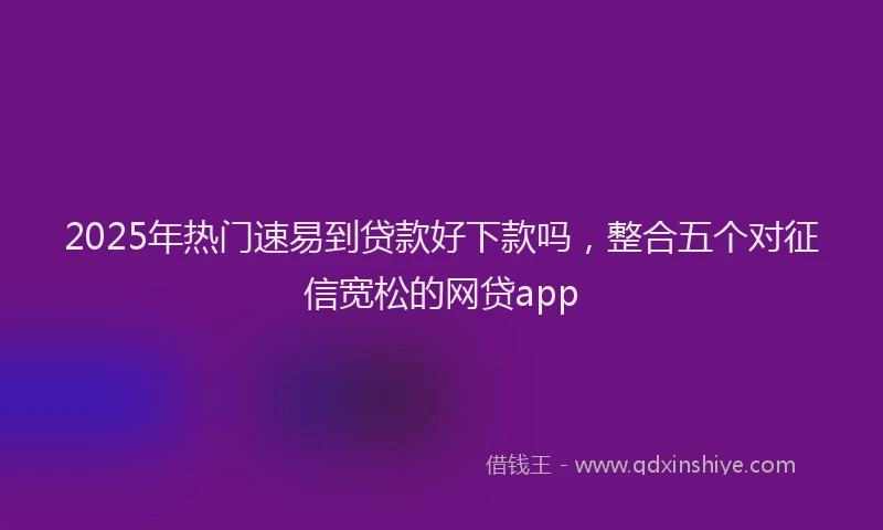 2025年热门速易到贷款好下款吗，整合五个对征信宽松的网贷app