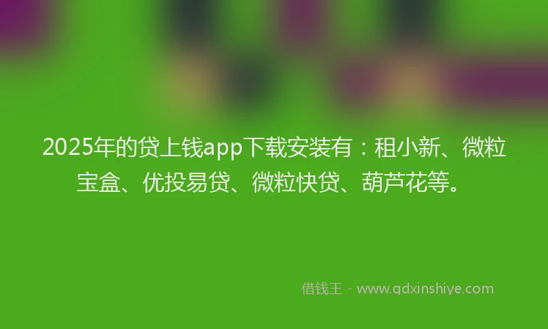 2025年的贷上钱app下载安装有:租小新、微粒宝盒、优投易贷、微粒快贷、葫芦花等。